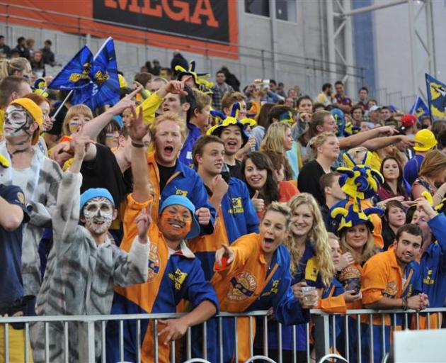 Highlanders fans party in the Zoo in Forsyth Barr Stadium in 2012. The Zoo has become an annual...