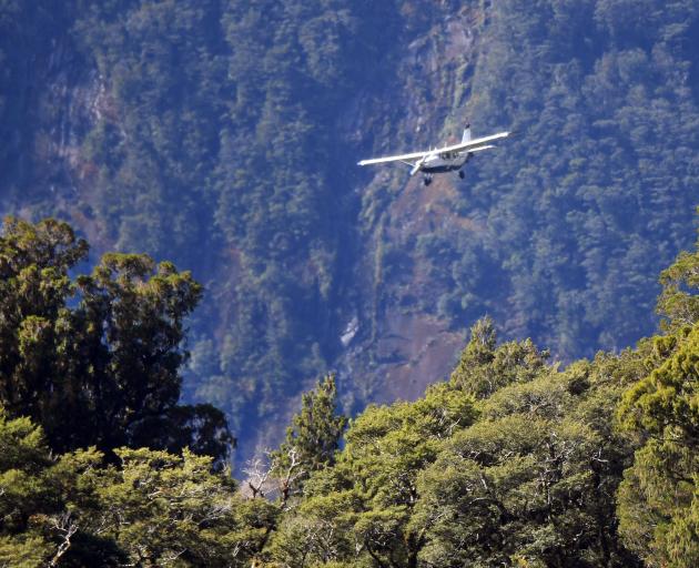 An aircraft arrives at Milford Sound. PHOTO: STEPHEN JAQUIERY
