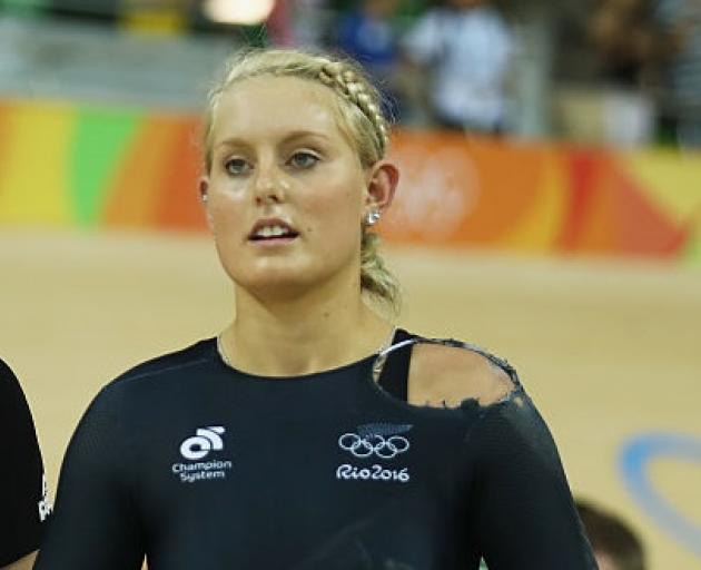 Olivia Podmore after a crash in the Keirin event at Rio Olympics. Photo: Getty Images