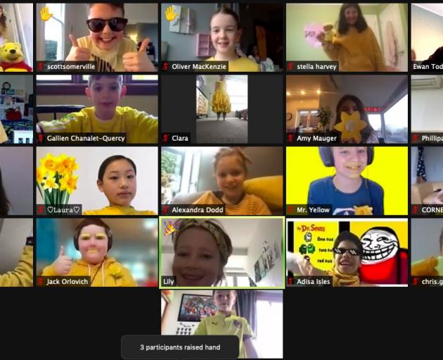 Some of the Maori Hill School pupils who got into the Daffodil Day spirit, donning yellow outfits...