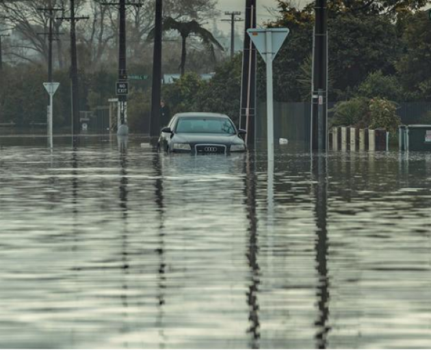 A submerged car in Westport. Photo: Supplied / NZ Defence Force