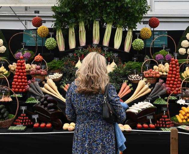 A woman admires the vegetables on display at this year’s show.
