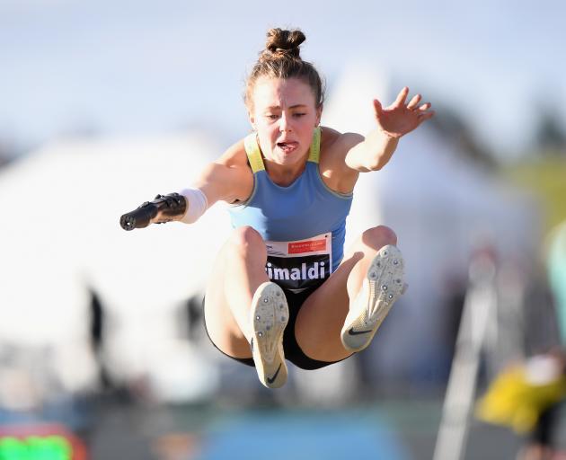 Anna Grimaldi competes at the international track meet in Christchurch earlier this year. Photo:...