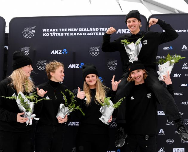 Celebrating their selection are (from left) Zoi Sadowski-Synnott, Margaux Hackett, Alice Robinson...
