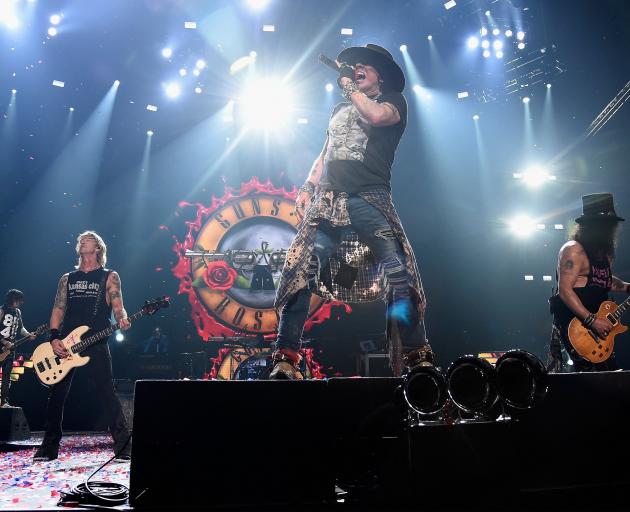 Guns n’ Roses band members (from left) Duff McKagan, Axl Rose and Slash. Photo: Getty Images