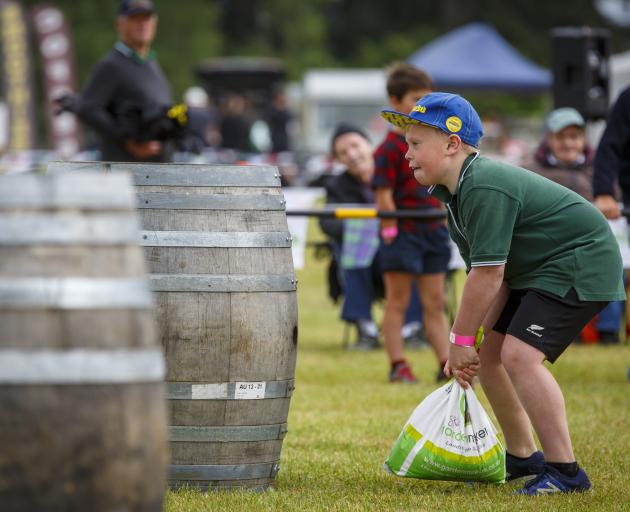 Ethan Greenwood taking part in the Junior Warriors competition at last year's Hororata Highland...