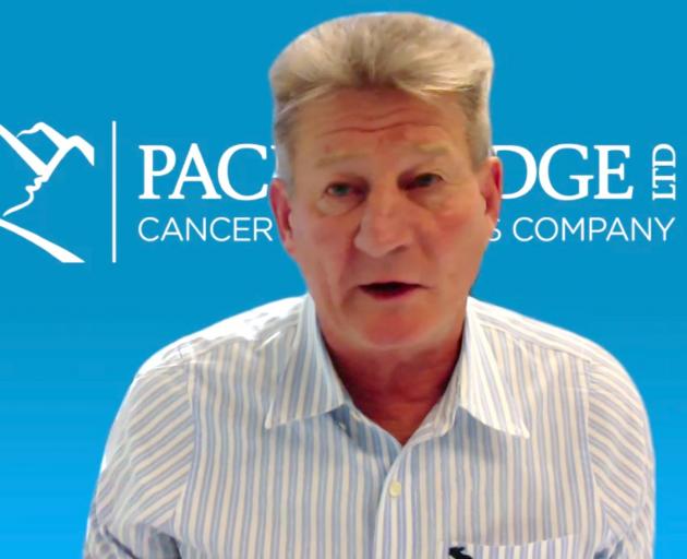 Pacific Edge chief executive David Darling addresses investors on a Zoom call yesterday morning,...