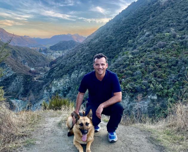 National Party Southland MP Joseph Mooney out for a walk with a dog. PHOTOS: FACEBOOK

