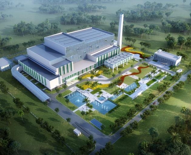 An artist’s impression of what a new $350million waste-to-energy plant in the Waimate district...