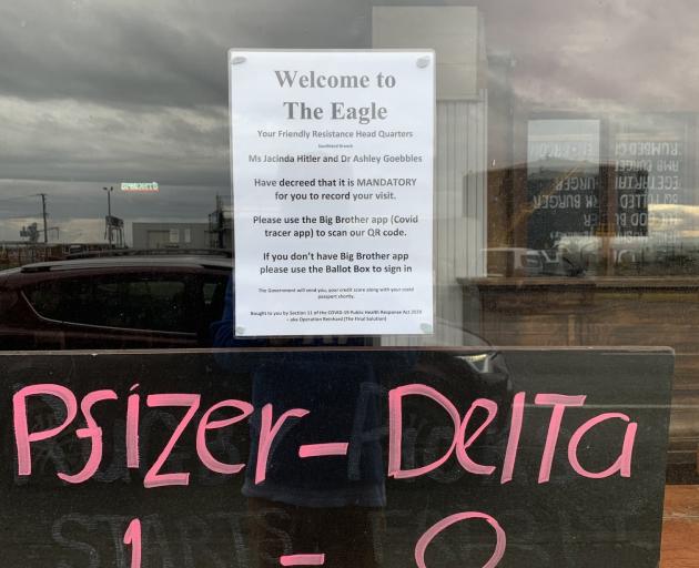 The notice on the door of The Eagle pub in Bluff, as tweeted by broadcaster and Invercargill city...