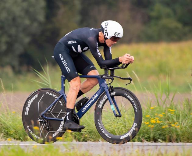 New Zealand rider Tom Scully competes in the elite men’s time trial at the world road cycling...