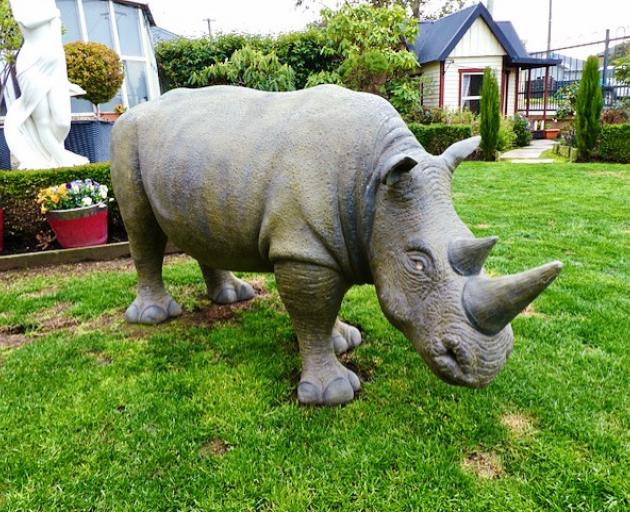 The fibreglass rhino. Photo: McCormack & McKellar Auctioneers