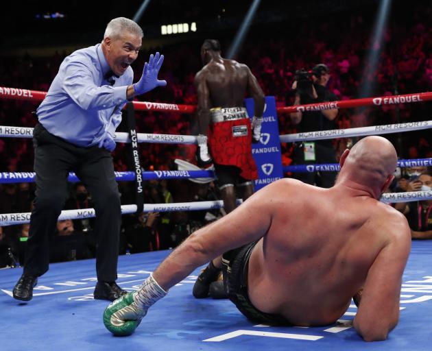 Fury didn't have things all his own way, being knocked down twice by Wilder earlier in the fight....