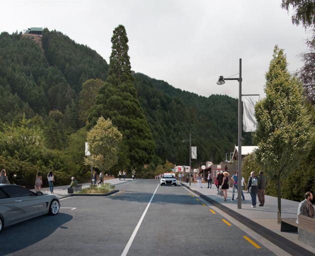 An artist’s impression shows what Brecon St, in Queenstown, will look like in the future, minus...