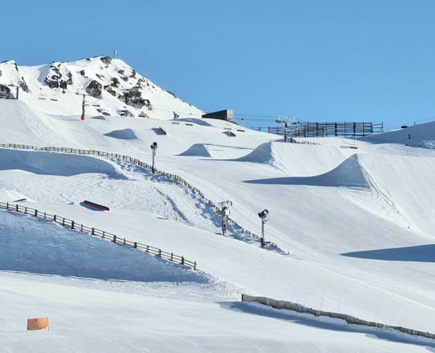 Cardrona's terrain park ready for the day. Photo: Cardrona Alpine Resorts
