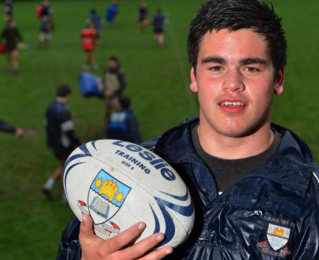 A fresh-faced Ainsley takes a break from training with Otago Boys’ High School in 2012. 