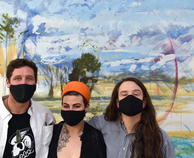 Curating an art exhibition in Dunedin this week for mental health are (from left) Jonny Waters,...