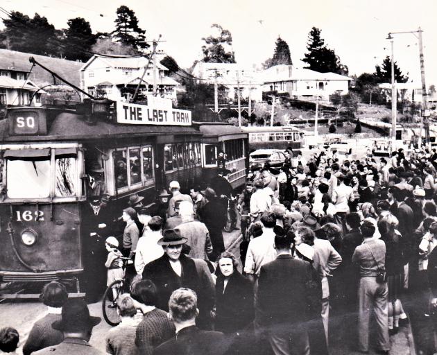 The tram carriage was used during the final tram service in Christchurch in the early 1950s....