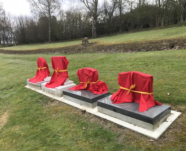 Restored tombstones at the Lawrence Chinese Cemetery await their unveiling, which will take place...