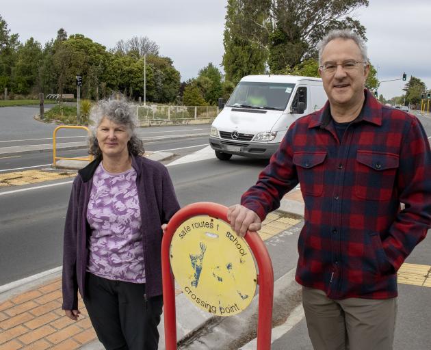 Alexandra McDonough-Killick and David Killick at the Sparks Rd crossing near Waimokihi Place....
