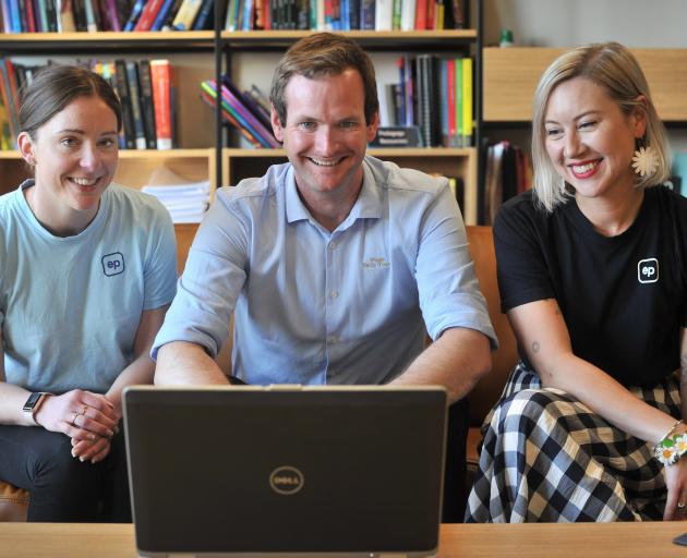 Keeping the quiz going and responding to user questions are (from left) Education Perfect chief...