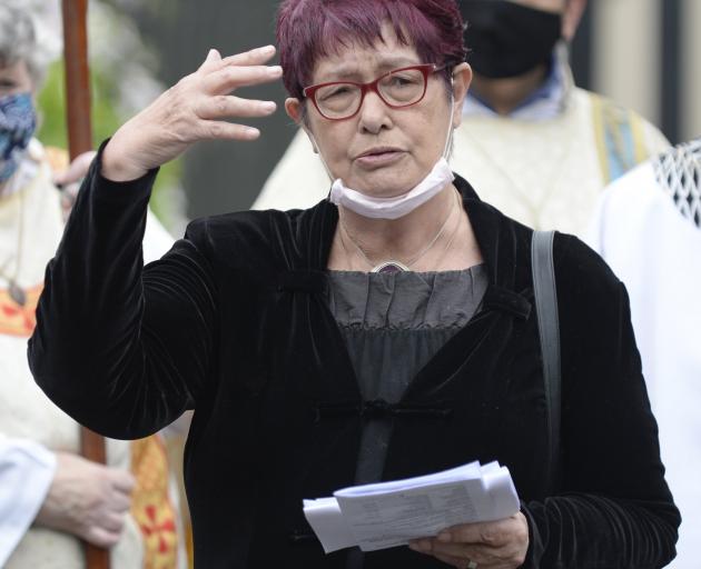 Chinese community representative and a parishioner of All Saints, Lynda Gemmell, speaks during...