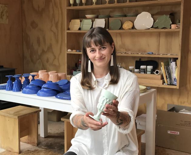 Cardrona ceramicist Shannon Courtenay with some of her work which she exhibited in Wanaka earlier...