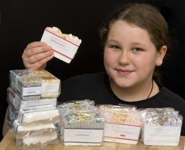 Jeantine Dixon (12) and some of the soap she has made from coffee grounds. PHOTO: GERARD O’BRIEN
