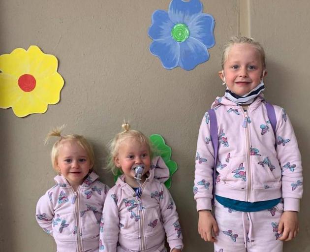 Two-year-old twins Karla and Maya Dickason and their six-year-old sister Liane. Photo: supplied 