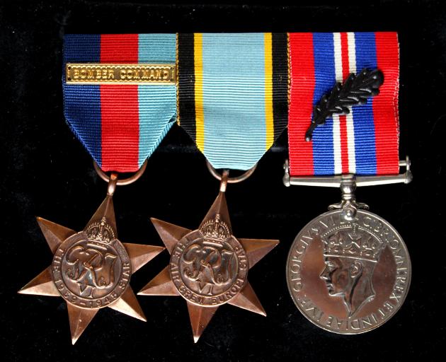 Herb Newman's medals (from left) are The 1939-1945 Star with Bomber Command clasp, the Air Crew...