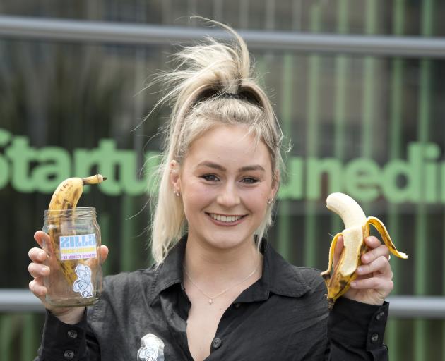 Emily Stewart, of Dunedin, with bananas destined for her ice cream. PHOTO: GERARD O’BRIEN