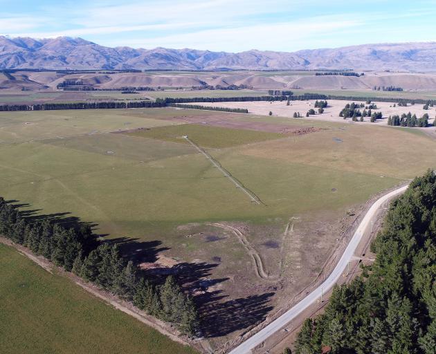 The site of the proposed Tarras airport looking towards Tarras township, with Maori Point Rd at...