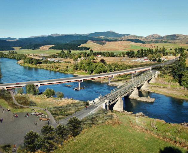 Visualisation of the new and existing Beaumont Bridges. PHOTO: NZ TRANSPORT AGENCY