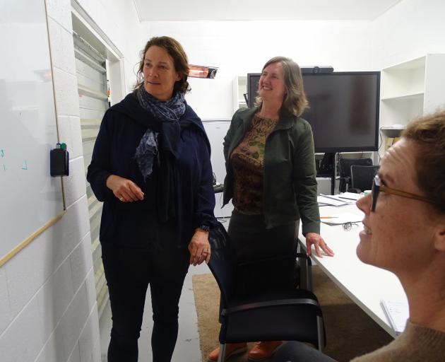 At the WAI headquarters on Riverbank Rd are (from left) WAI Wanaka chairwoman Mandy Bell, manager Julie Perry and Jobs for Nature project manager Prue Kane. PHOTO: KERRIE WATERWORTH