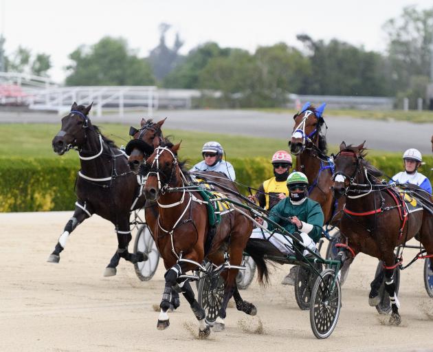 Blair Orange drives Copy That to win the New Zealand Trotting Cup at Addington in Christchurch...