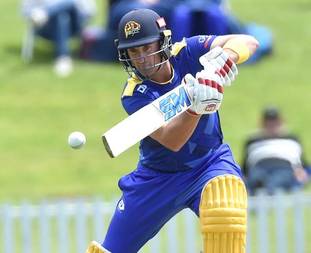 Neil Broom plays square of the wicket.