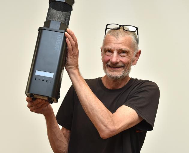 Kaffelogic founder Chris Hilder with the coffee roaster he has designed. PHOTO: GREGOR RICHARDSON