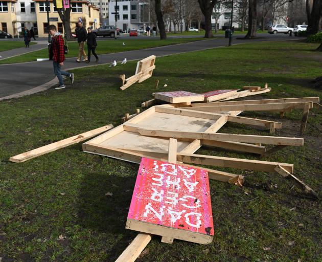 The vandalised art work at Dunedin’s Museum Reserve.PHOTO: LINDA ROBERTSON
