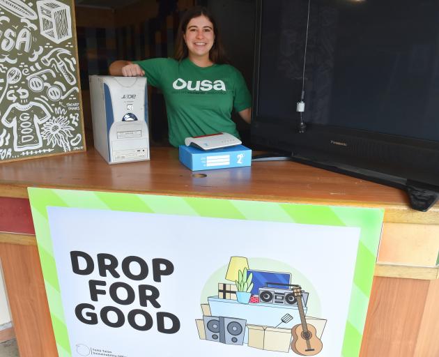 OUSA vice-president Emily Coyle is on hand to help at an e-waste recycling event held by the OUSA...