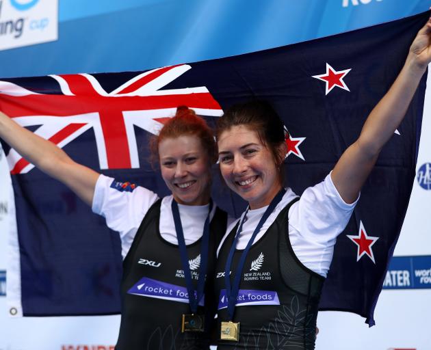 Former Otago rower Zoe McBride (right) with double sculls partner Jackie Kiddle at a world cup...