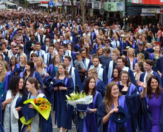 The traditional Otago Polytechnic graduands parade along George St, Dunedin, will not happen this...