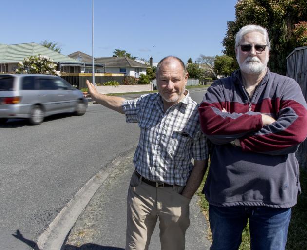 Blankney St residents Don Pilgrim and Gary Curtis are concerned about cars losing control on the...