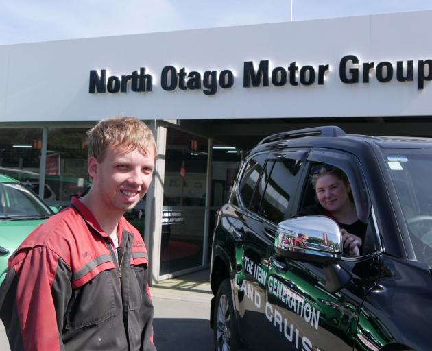 Dion Voyce (left) is the first employee the North Otago Motor Group has hired through the Waitaki...