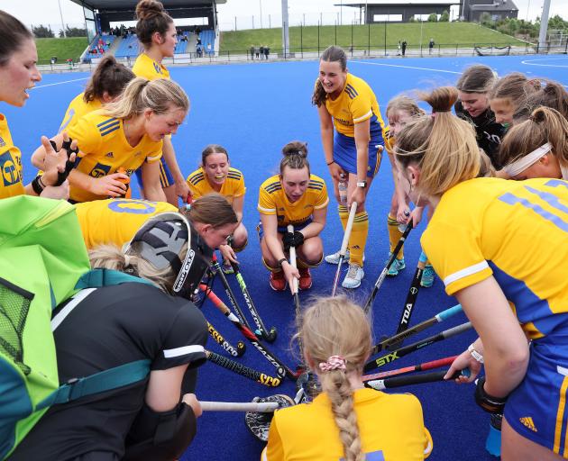 Otago players prepare for a penalty shootout against the Canterbury Barracudas during the...