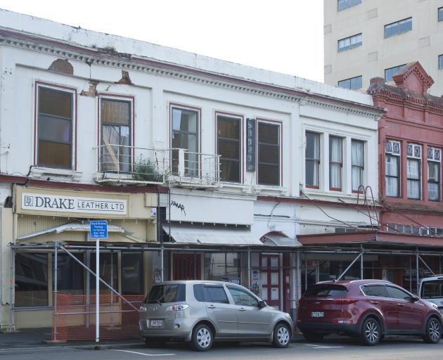 The facade of 170 Rattray St, the former Drake Leather building, is showing some cracks. PHOTOS:...