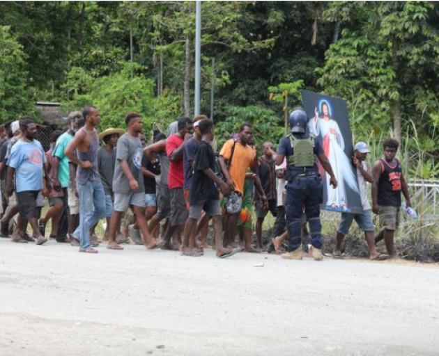 Peaceful demonstration by people in the community in Honiara. Photo: RNZ Pacific