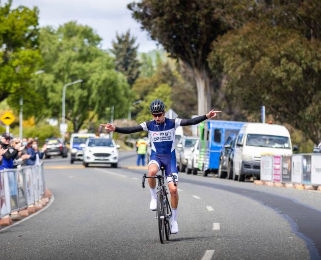 Campbell Pithie wins stage three of the Tour of Southland in Te Anau yesterday. PHOTO: HARRY...