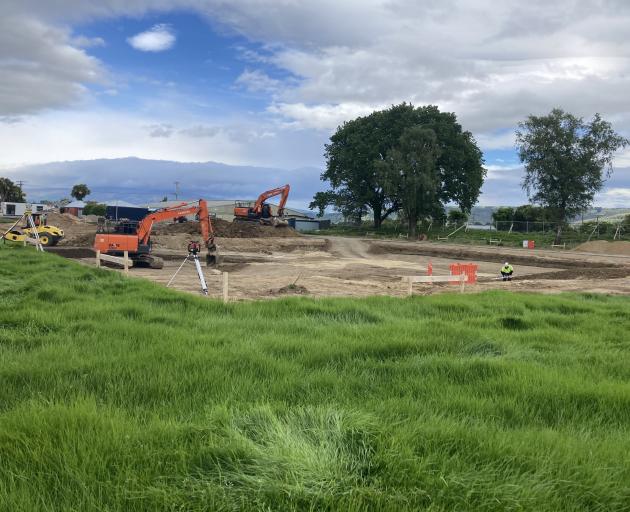 Contractors work on the new Mosgiel pool, which is being constructed on a site near the old pool....