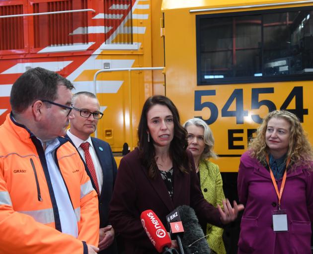 Labour’s heavy-movers, flanked by its Dunedin caucus. PHOTO: STEPHEN JAQUIERY