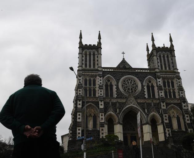 An abuse survivor ponders St Joseph’s Cathedral in Dunedin. PHOTO: STEPHEN JAQUIERY